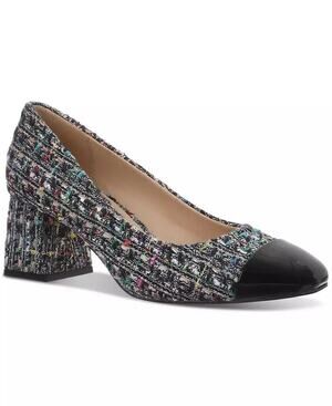 On 34th Tweed Cap Toe Heels Women's 10 Black Multi Boucle Pumps